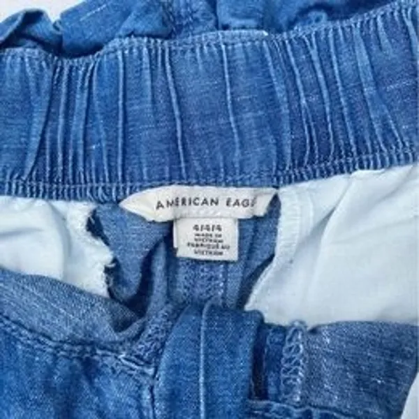 American Eagle Womens High Rise‎ Paperbag Waist Denim Shorts Blue Size 4 Boho - Image 2