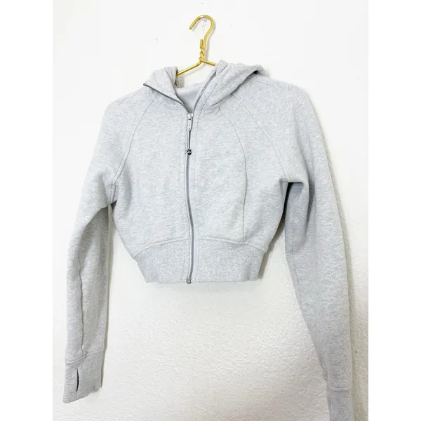 Lululemon Scuba Full-Zip Cropped Hoodie Gray Athletic Workout - Image 7