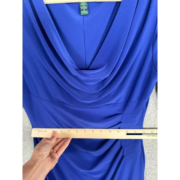 Lauren‎ Ralph Lauren Womens Dress Size 10 Blue Stretch Sheath Ruched Bodycon - Image 9