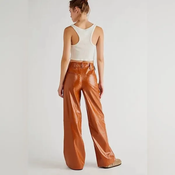 Free People Star-Crossed Lovers Vegan Straight-Leg Pants Size 14.B20 - Image 6