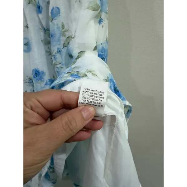 Blu Pepper Blue Floral Puff Sleeve Cutout Back Mini Dress Size Small - Image 6