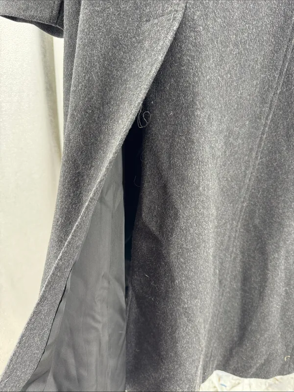 Anne Klein black dark Charcoal Gray Tailored Trench car Coat 100% wool winter - Image 12