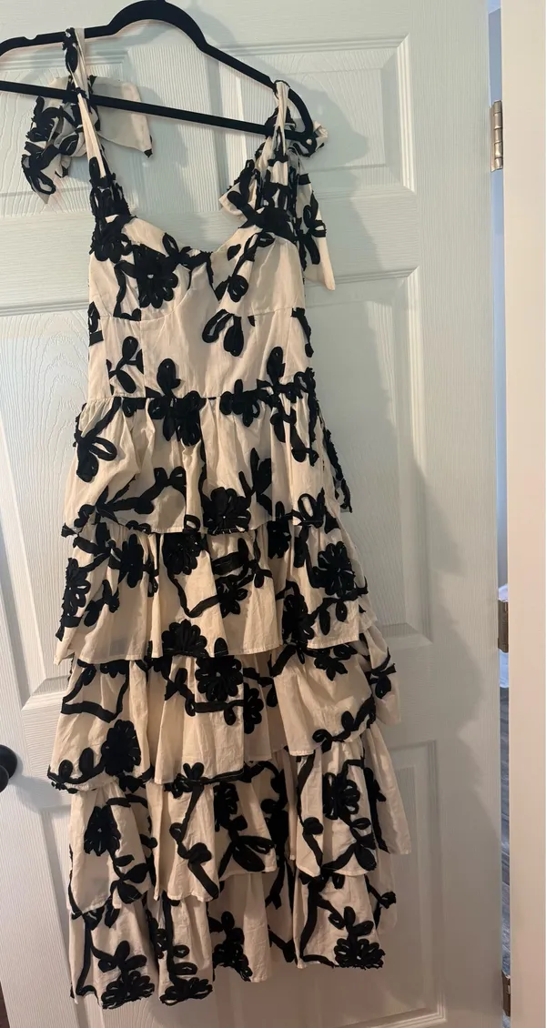 Sage The Label Black and white floral maxi dress with ruffles #floral #maxidress #feminine - Image 2