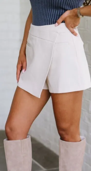 These Three Boutique High waisted wrap skort taupe - Image 4