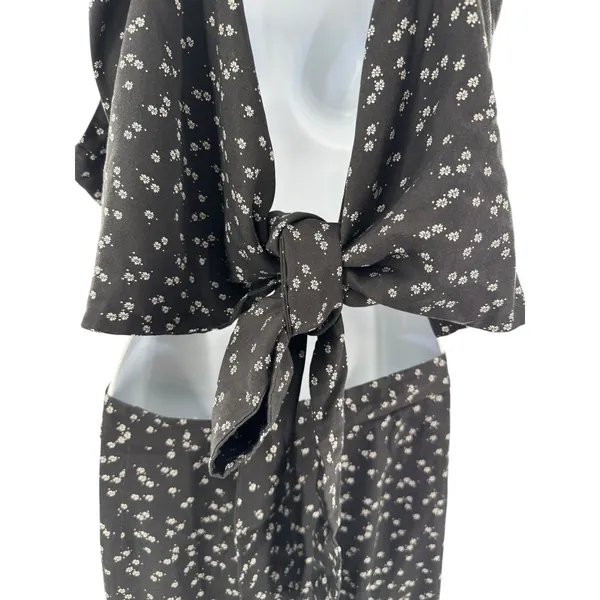 VETTA The Two Piece Apron Jumpsuit Size 18 Black Floral‎ Convertible Organic USA - Image 6