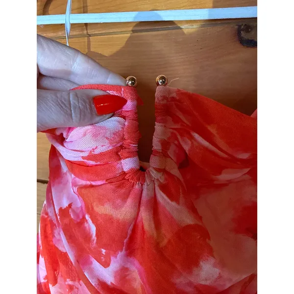 Lulus Chania Pink Multi Abstract Strapless Midi Dess Cruise Resort Party Medium - Image 7
