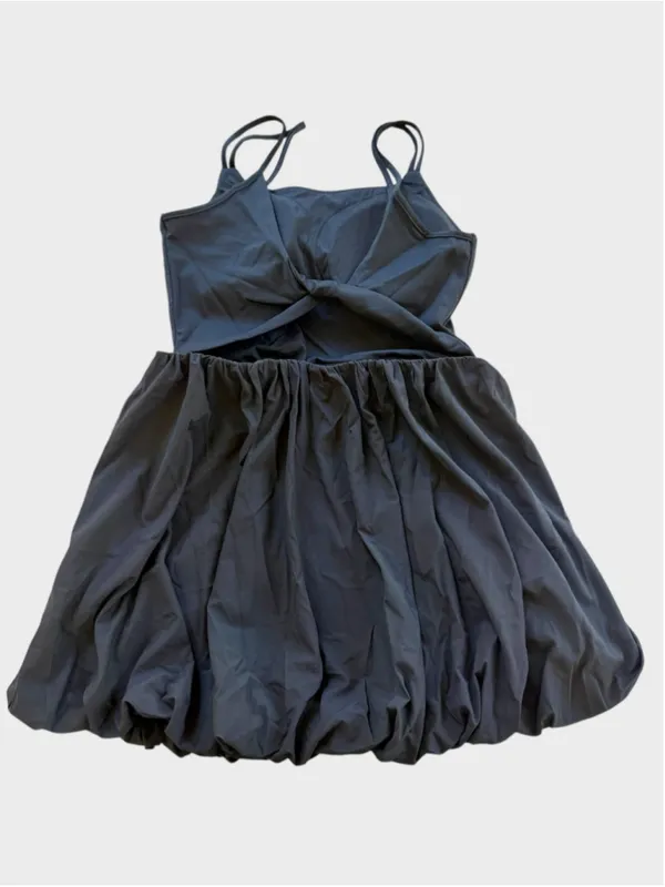Size M Halara Double Strap Bubble Skirt Mini Dress Black - Image 3