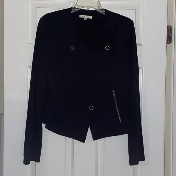 CAbi #615 Black Ponte Knit Moto Jacket - Image 2