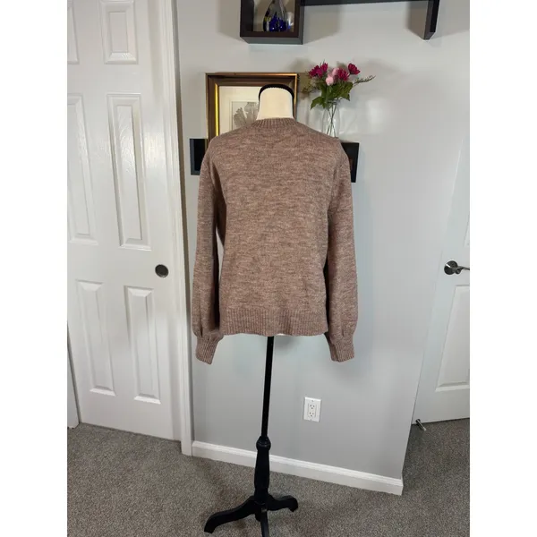 French Connection Women Brown Twist Front Layered Look Wool Blend Sweater Large - Image 2