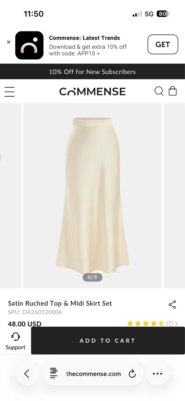 Commence Satin Ruched Top & Midi Skirt Set - Image 4