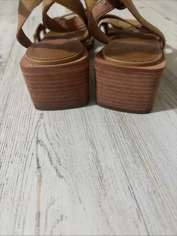 Frye Tan Huarache Braided Ankle-Strap Block Heel Sandal Size 6.5 - Image 5