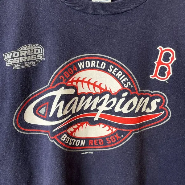 2004 Vintage Y2K Boston Red Sox T Shirt Large L Blue Graphic Tee - Image 15