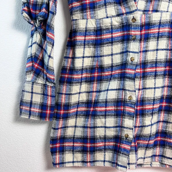 Zara Women’s Plaid Flannel Button Front Shirt Mini Dress Medium‎ - Image 6