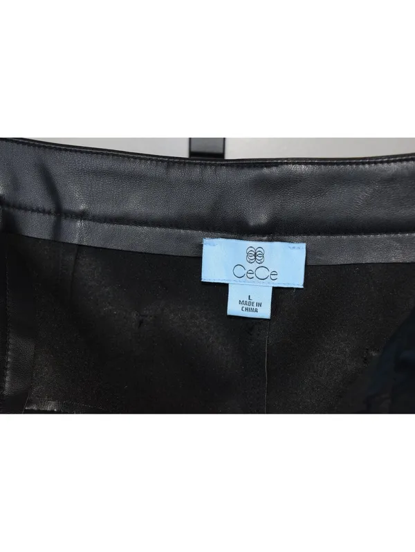 CeCe Black Faux Leather Wide Leg Pants Size L - Image 4