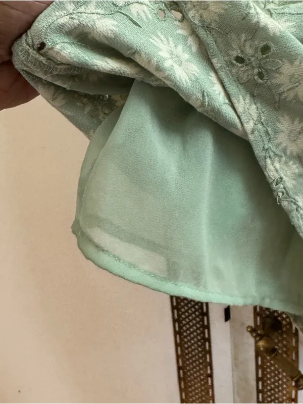 American eagle AE Light green mint Floral Eyelet Romper NWOT size small - Image 6