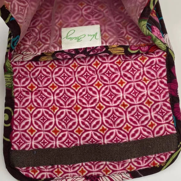Vera Bradley Lunch Bag Foldover Floral Print Quilted Lunchbox Burgundy Pink - Image 4