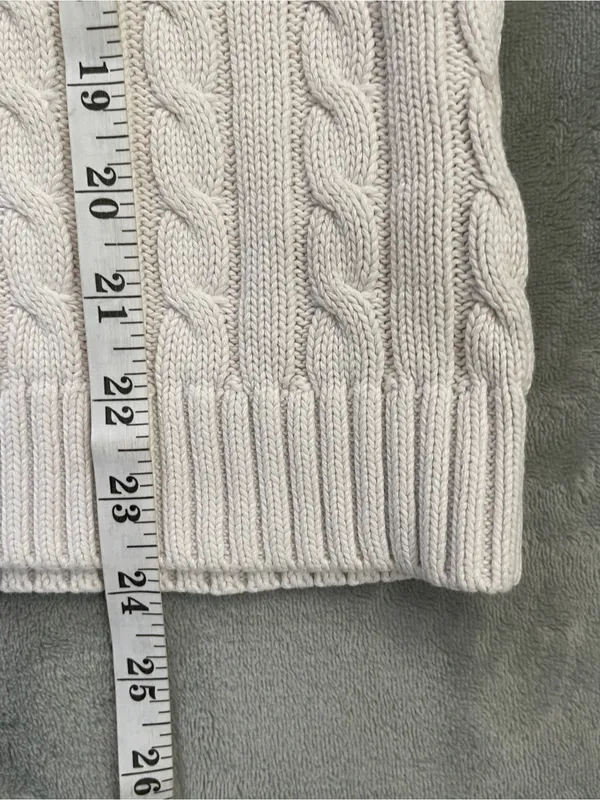 L.L.Bean Classic Cable Knit Turtleneck Sweater Ivory preppy nautical coastal XL - Image 5