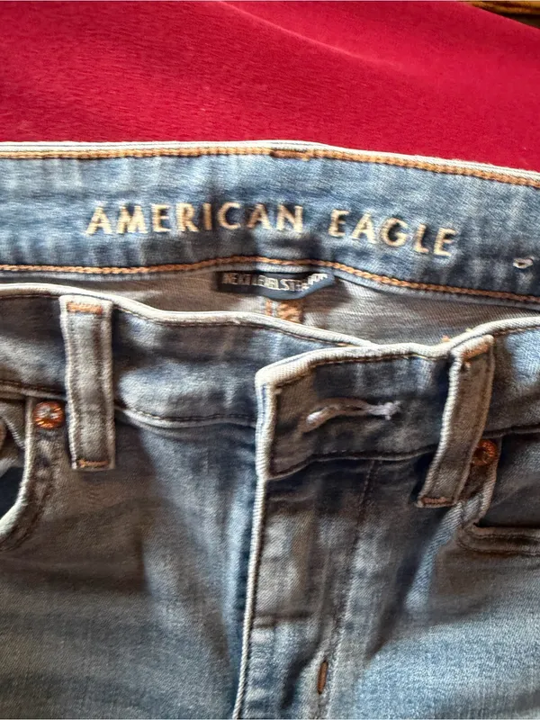 American Eagle Outfitters Light Blue Distressed Wide Leg Jeans - Image 5