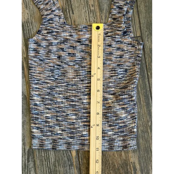 Abercrombie & Fitch Ribbed Knit Tank Top Brown Blue Square Neck Medium‎ Y2K Boho - Image 5