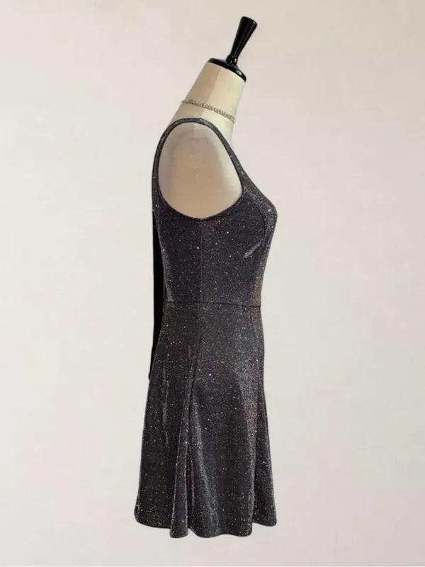 Speechless Metallic Glitter Open Back Skater Mini Dress Size S - Image 4
