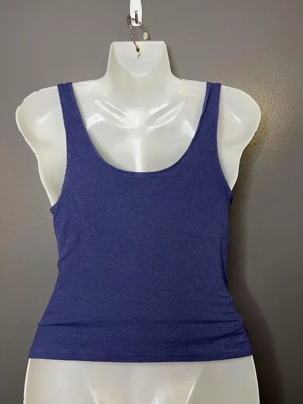 Garage Tank Top Womens Small Purple Ribbed Scoop Neck Ruched Side Drawstring - Image 4