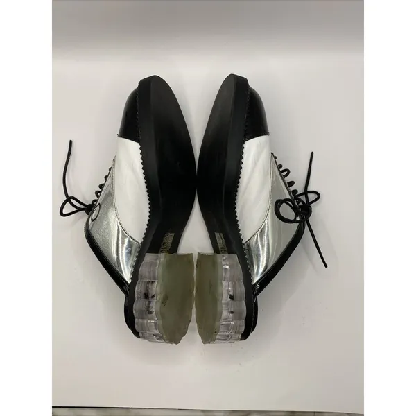 Jeffrey Campbell Lebovit Mule Low Heel Womens Sz 6 Open Back Shoes Silver Black‎ - Image 7