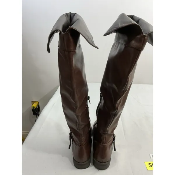 Womans Riding Boots 8 Brown 1/4 Zip Buckle Strap Braiding Detail - Image 5