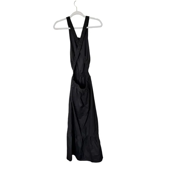 English Factory Dress Black Open‎ Back Crisscross Strap Tiered Midi Small NEW - Image 5