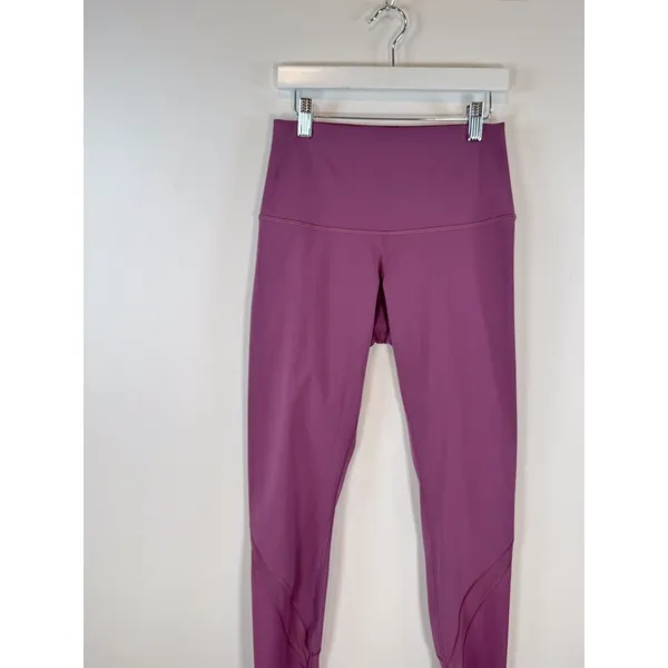 Lululemon Women Leggings Purple Wunder Under Crop Scallop Pull On Stretch Size 6 - Image 4