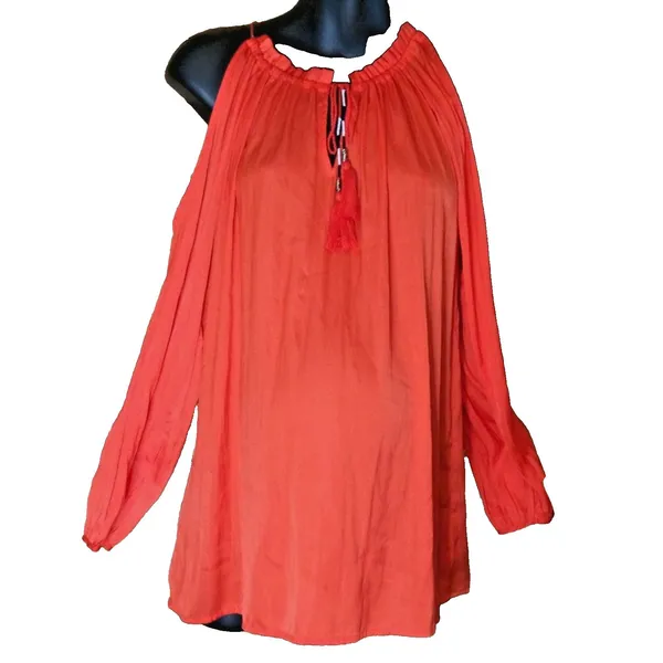 Motherhood Maternity Women's Orange Cold Shoulder Summer Top-Size S-NWT - Image 2