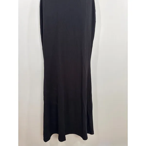 Quince Black Ribbed Racerback Maxi Dress Women MED NEW Preppy Casual Minimalist - Image 3