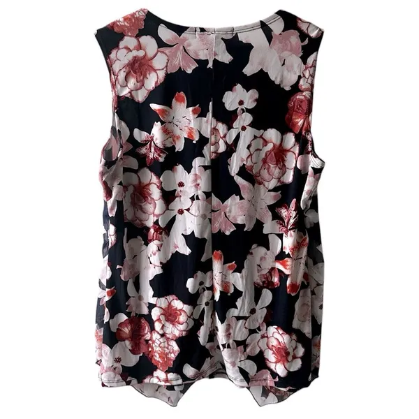 Adele & May Floral Sleeveless Top Large Flowy Romantic sheer shabby chic boho - Image 2