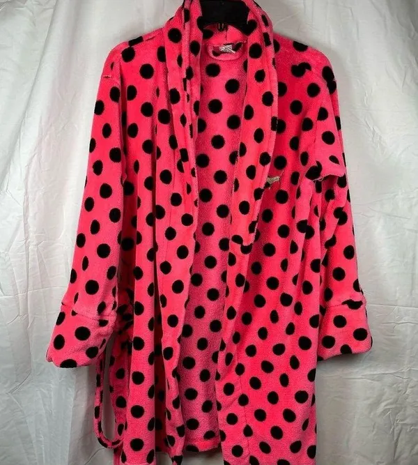 Pink Victoria’s Secret Polka Dot Robe SZ:XS/S - Image 2