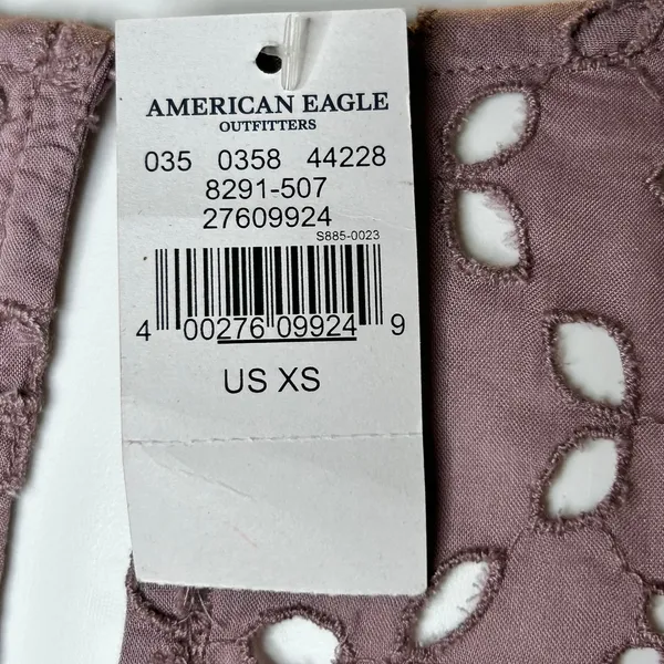 American‎ Eagle Outfitters Eyelet Puff Sleeve Crop Top Dusty Rose XS - Image 5