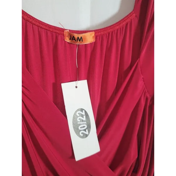 Elegant Red Halter Sleeveless Maxi Dress with Decorative Waist Buckle, NWT - Image 2