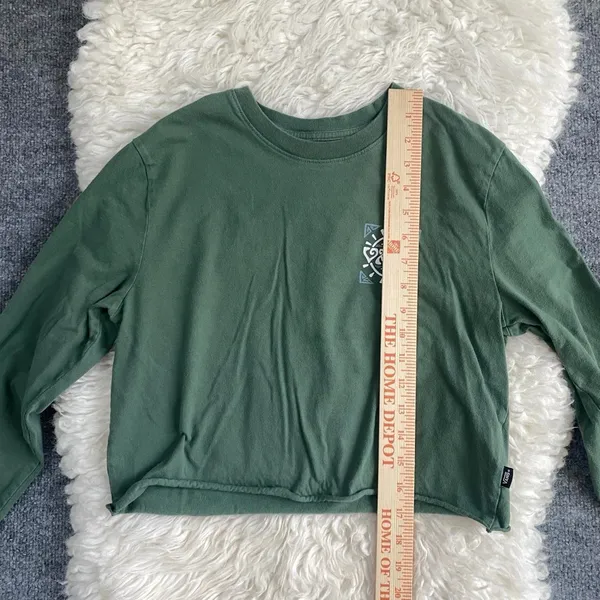 Green Vans Long Sleeve Sunburst Graphic Crop Top 100% Cotton - Image 7