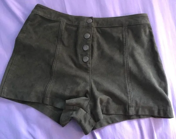Forest Green Suede Shorts - Image 2