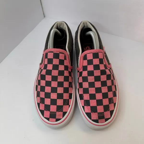 Vans Womens size 6.5 Vans Slip-On Checkerboard Skate Shoe Pink Black Grunge - Image 3