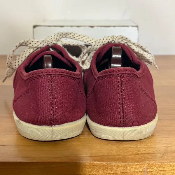 Burgundy Canvas Low Top Lace Up Sneakers WMUB4520001 Maroon USA 9 - Image 7