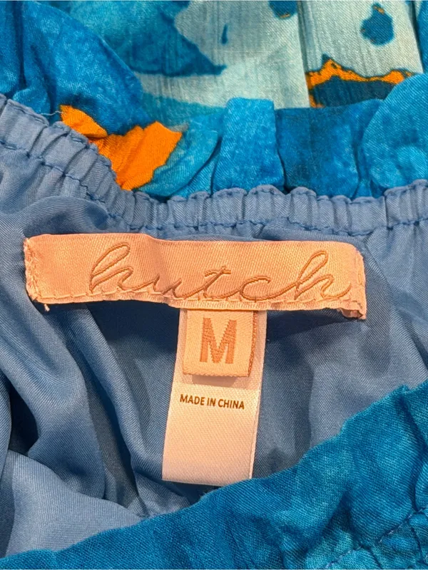 Hutch Anthropologie Size Medium Blue Floral Flynn Maxi Dress Resort Vacation - Image 3