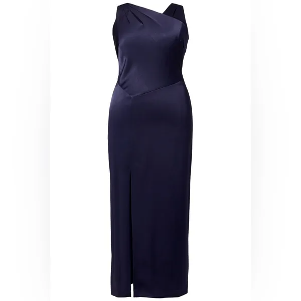 Kay Unger Navy Side Slit‎ Cut Out Gown 20 - Image 3