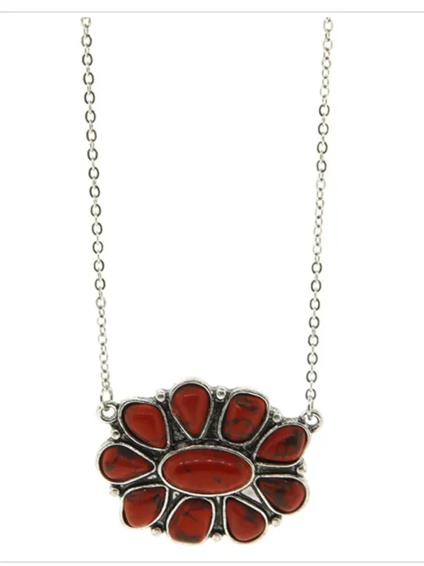 Maria Western Necklace Concho Red - Image 2