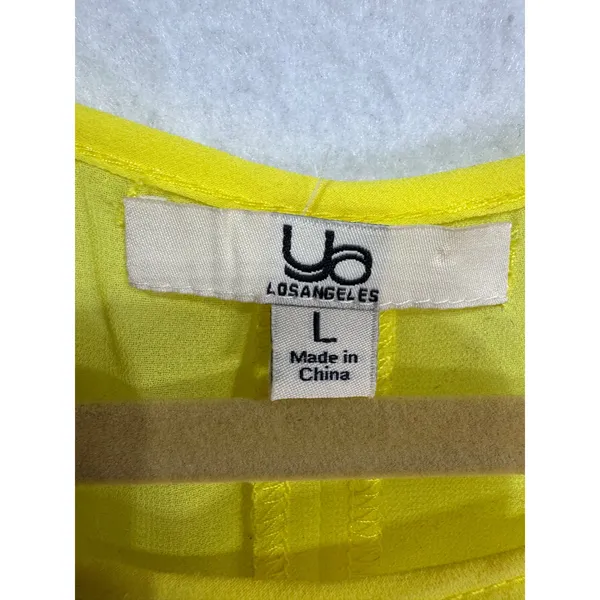 YA Los‎ Angeles L Yellow Tank Top Women's Silk Blend Embroidered Mesh Panel - Image 4