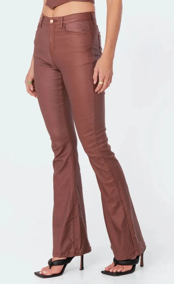 Edikted Leather Flare Jeans - Image 6