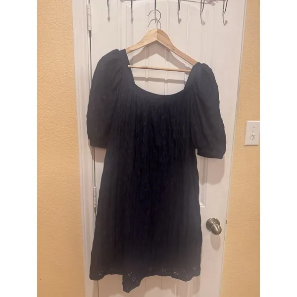 ANTHROPOLOGIE Maeve Puff-Sleeved Sweetheart Mini dress M BLUE color - Image 4