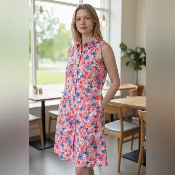 NWT Berkley Jensen Sleeveless Polo Dress Multi XL - Image 3
