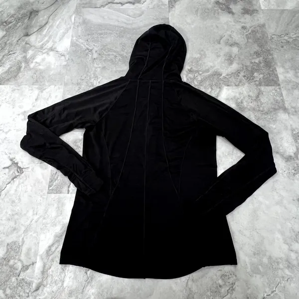 Athleta Hoodie Sz Small‎ Black Hooded Pullover Thin Sweatshirt Running 1/4 Zip - Image 2
