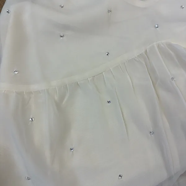Old‎ Navy Cream Rhinestone Babydoll Cami Tank Top NWT Adjustable Straps Small - Image 5