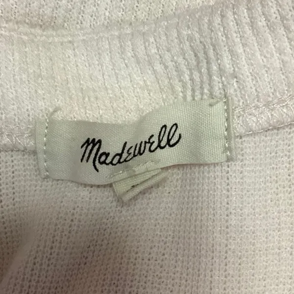Madewell Cream Ribbed Knit Balloon Sleeve Button Up Cardigan Sweater Top Size XS - Image 3