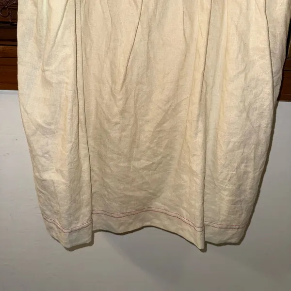 Anthropologie NWT ReMADE By UO Made In LA EcoVero™ Cream Linen Shortall Button-Straps Dress S - Image 8